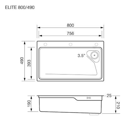 ซิงค์ล้างจาน 1 หลุม EVE ELITE 800/490 ขนาด 80 ซม. สีเทาไทเทเนียม พร้อมอุปกรณ์เสริม _5